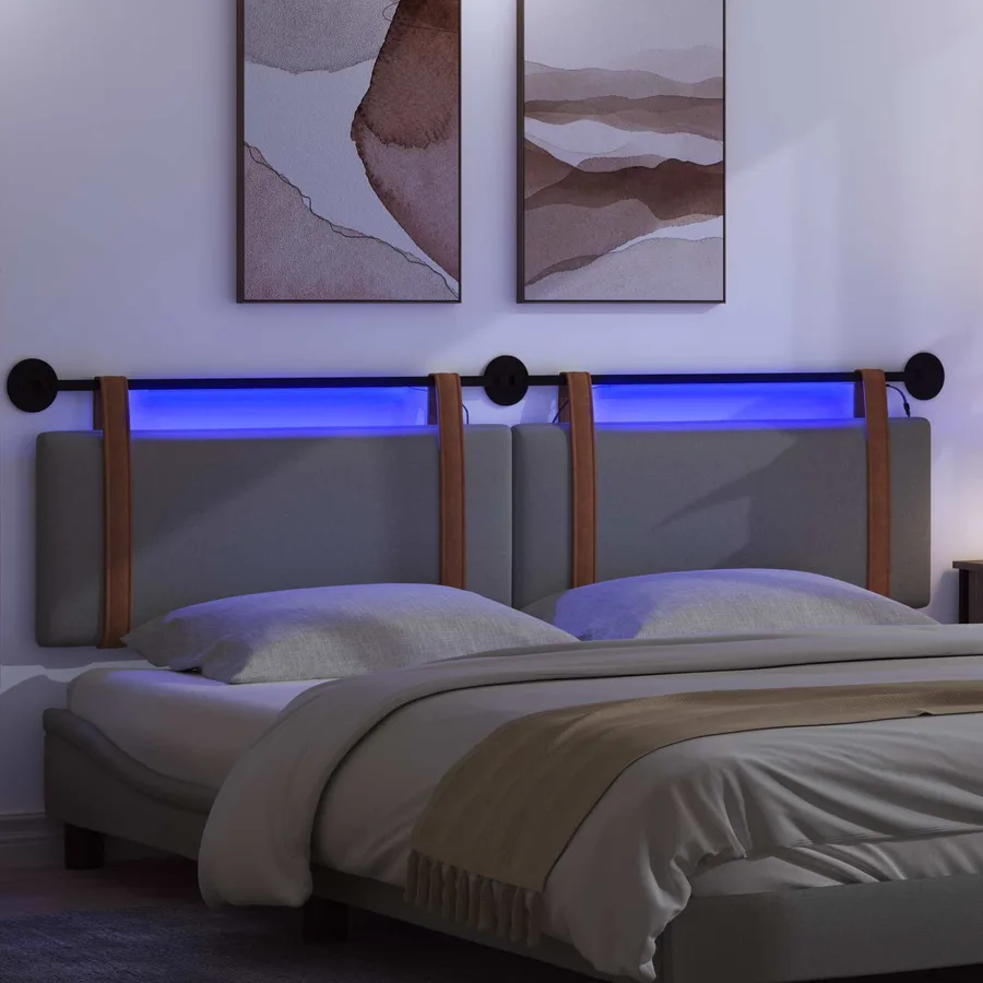 Tête de lit suspendue Avec lumière LED Gris foncé PU antique - 5