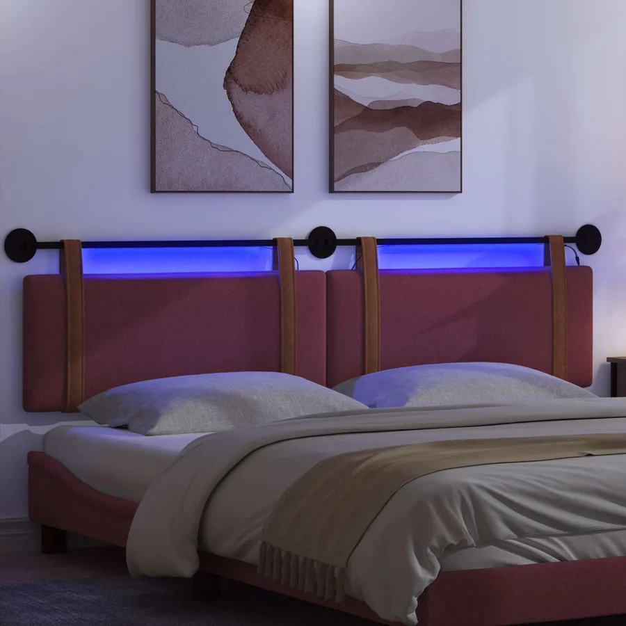 Tête de lit suspendue Avec lumière LED Bordeaux PU antique - 5