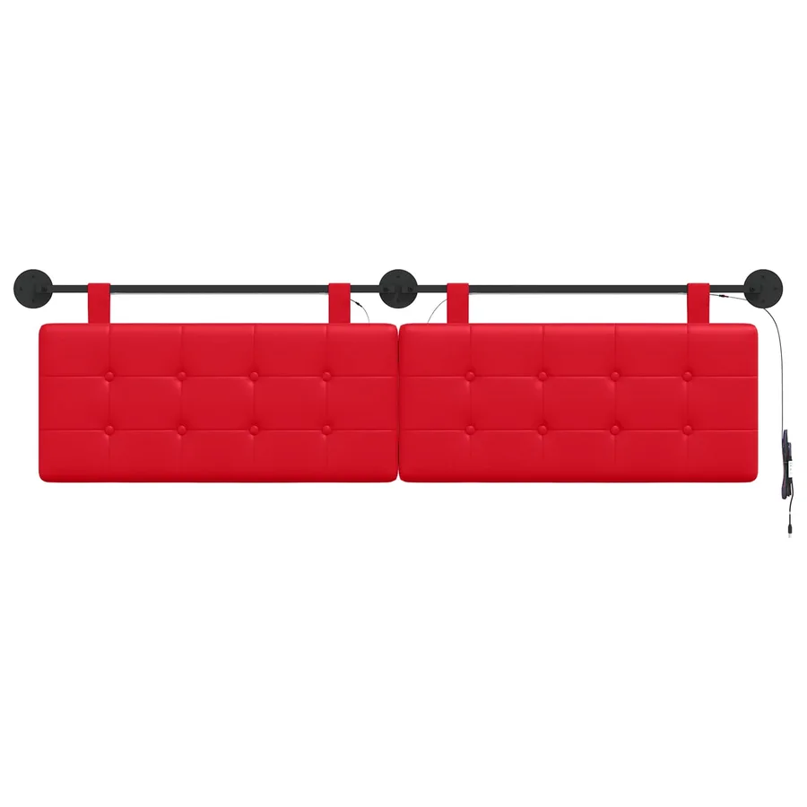 Tête de lit suspendue Avec lumière LED Rouge Simili cuir - 6