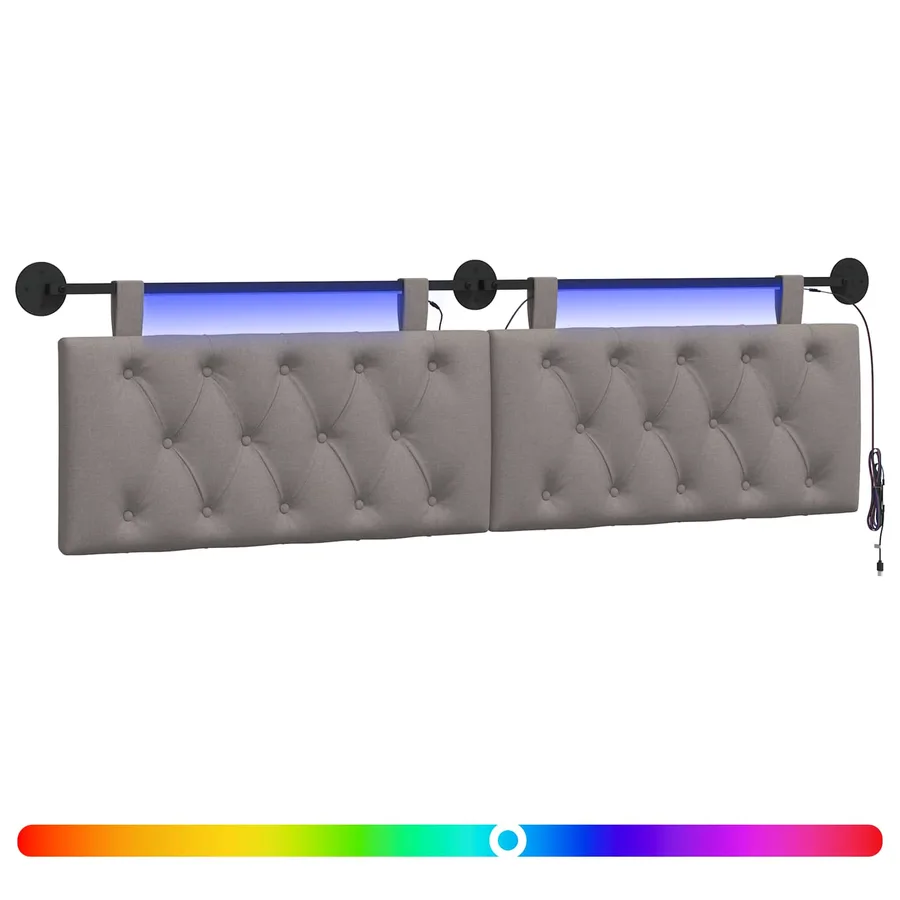 Tête de lit suspendue Avec lumière LED Taupe Tissu - 2