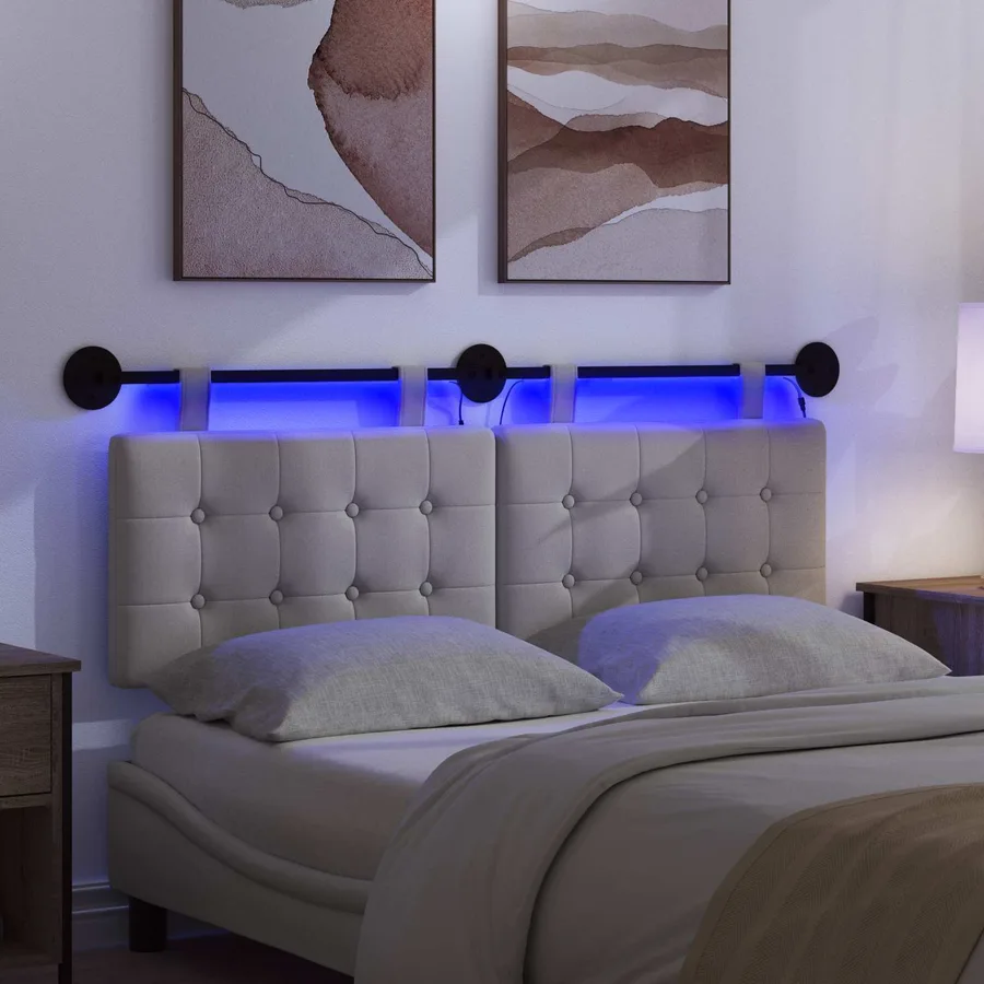 Tête de lit suspendue Gris nuage Tissu - 5