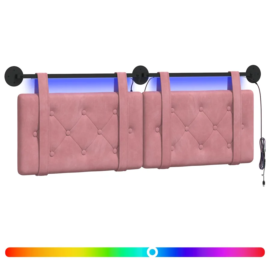 Tête de lit suspendue Avec lumière LED Rose Velours - 2