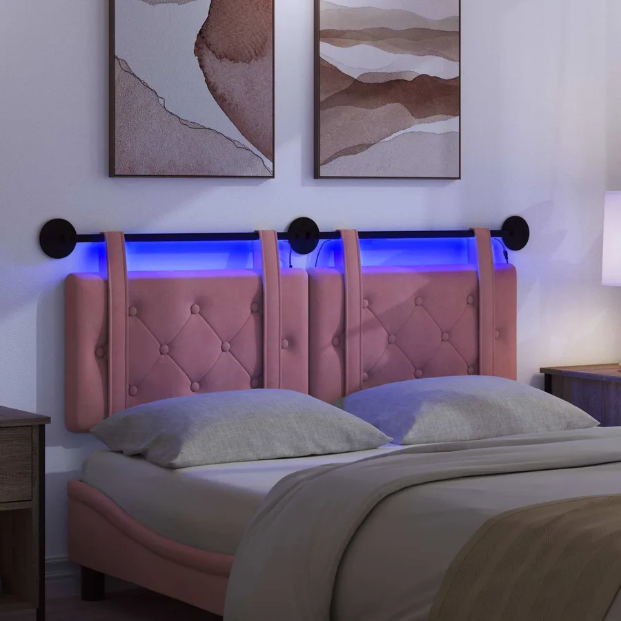 Tête de lit suspendue Avec lumière LED Rose Velours - 5