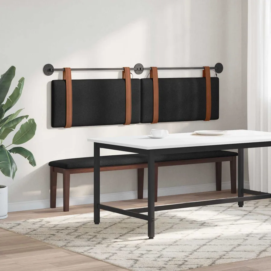 Tête de lit suspendue Avec lumière LED Noir PU antique - 4