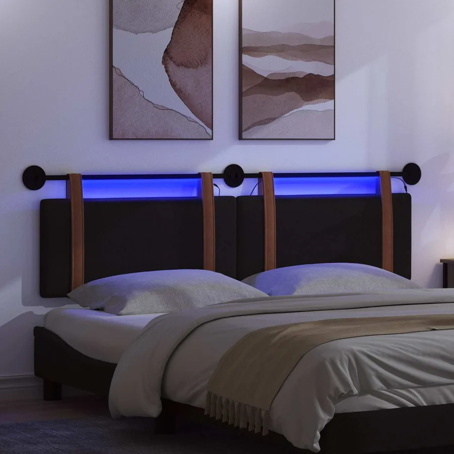 Tête de lit suspendue Avec lumière LED Noir PU antique - 5