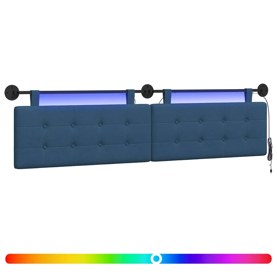 Tête de lit suspendue Avec lumière LED Bleu Tissu - 2