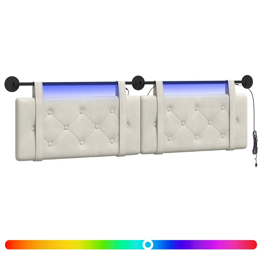 Tête de lit suspendue Avec lumière LED Crème Velours - 2