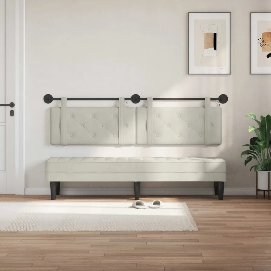 Tête de lit suspendue Avec lumière LED Crème Velours - 3