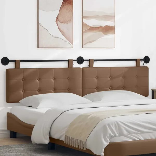 Tête de lit suspendue Avec lumière LED Cappuccino Simili cuir