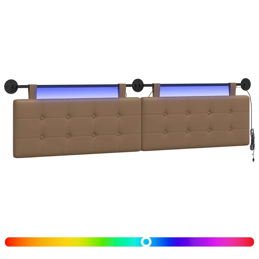 Tête de lit suspendue Avec lumière LED Cappuccino Simili cuir - 2