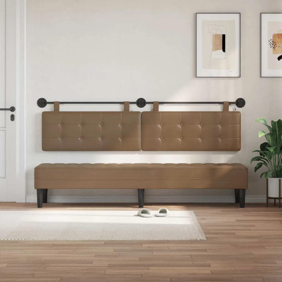 Tête de lit suspendue Avec lumière LED Cappuccino Simili cuir - 3