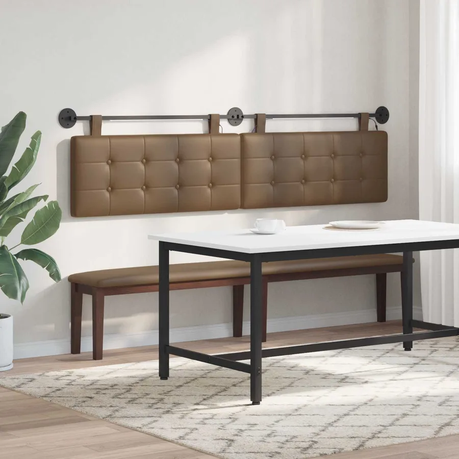 Tête de lit suspendue Avec lumière LED Cappuccino Simili cuir - 4
