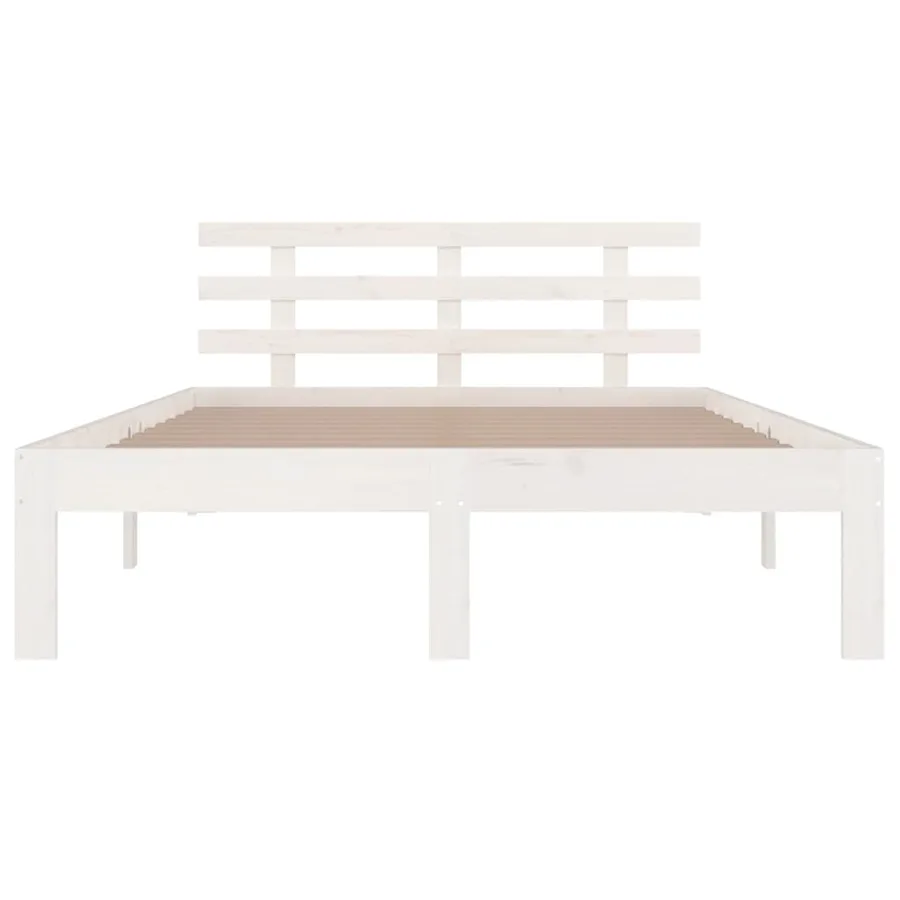 Cadre de lit sans matelas blanc bois massif 200x200 cm - 4