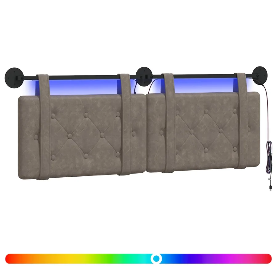 Tête de lit suspendue Avec lumière LED Gris PU antique - 2