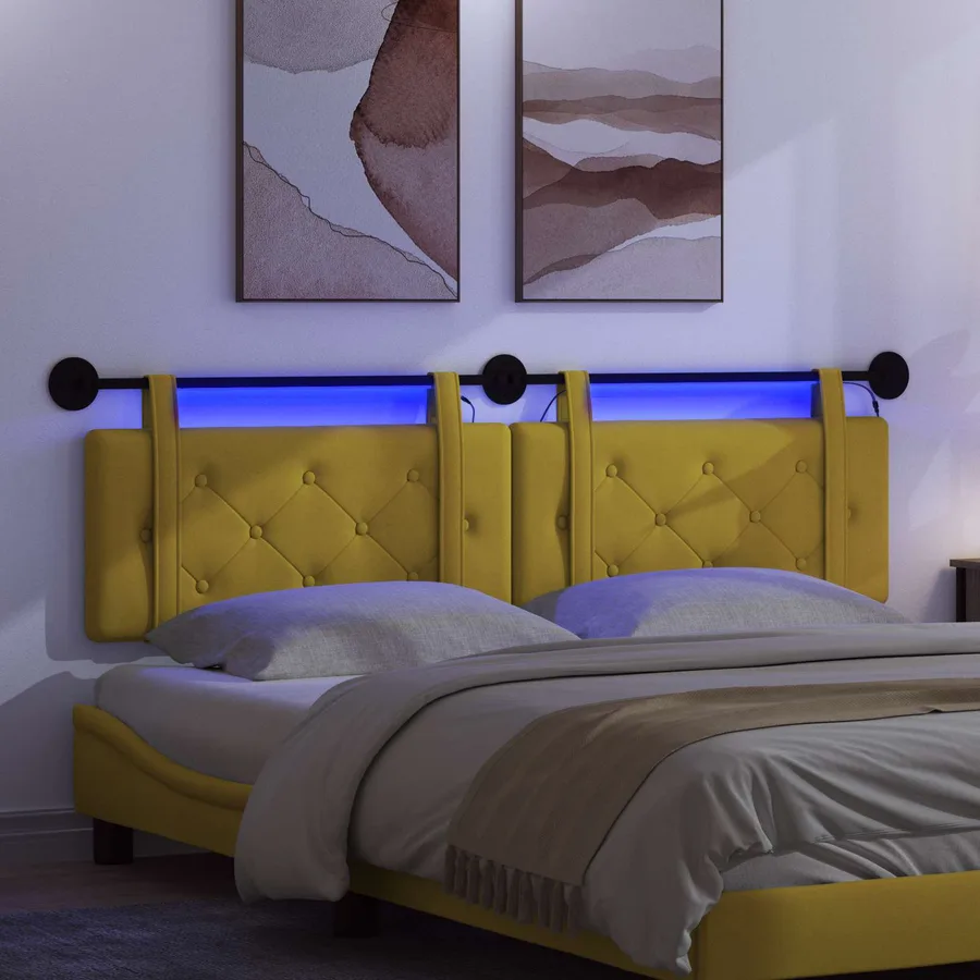 Tête de lit suspendue Avec lumière LED Jaune Velours - 5