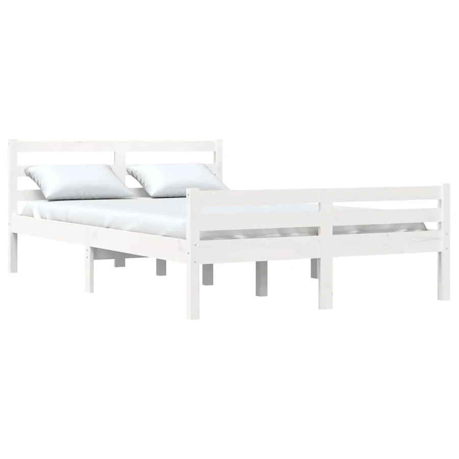 Cadre de lit sans matelas blanc bois massif 150x200 cm - 3