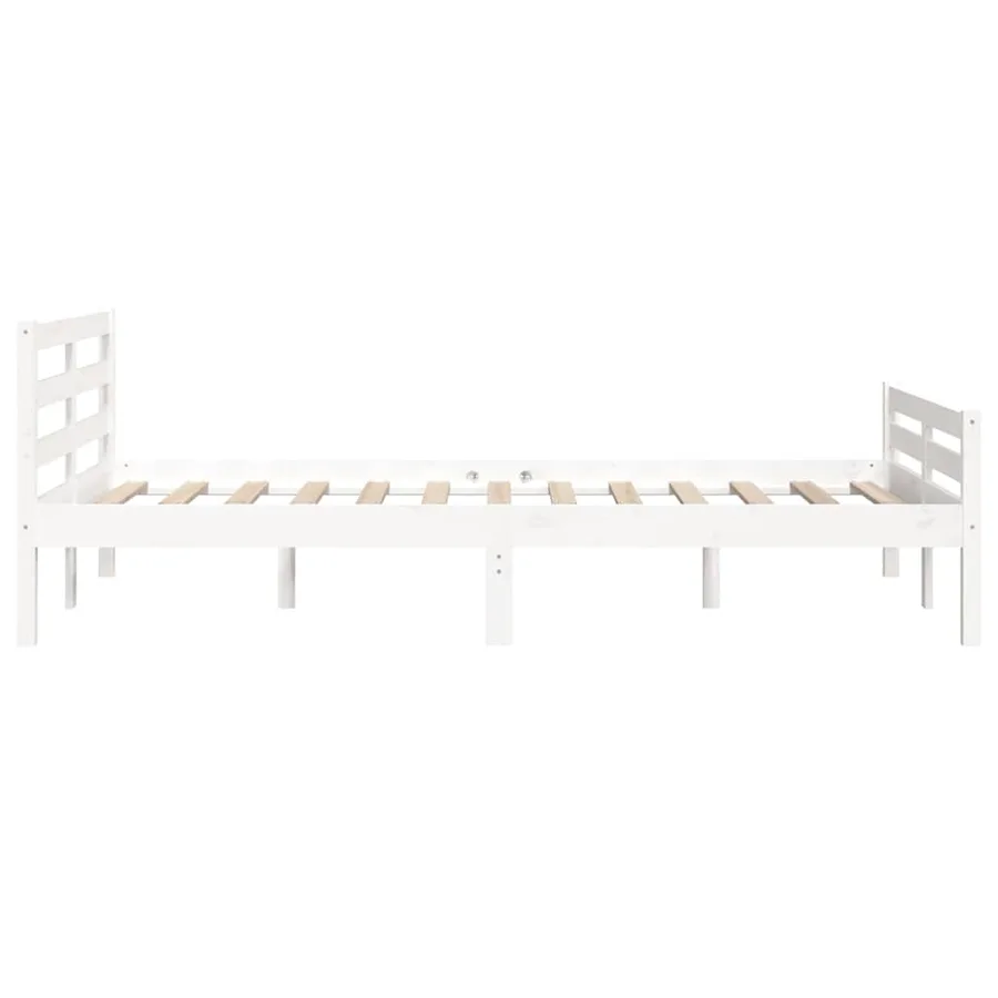 Cadre de lit sans matelas blanc bois massif 150x200 cm - 6