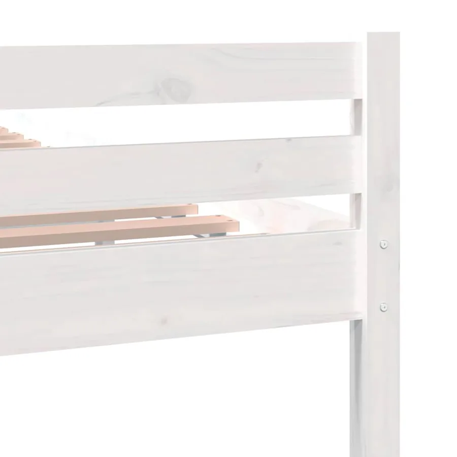 Cadre de lit sans matelas blanc bois massif 150x200 cm - 7