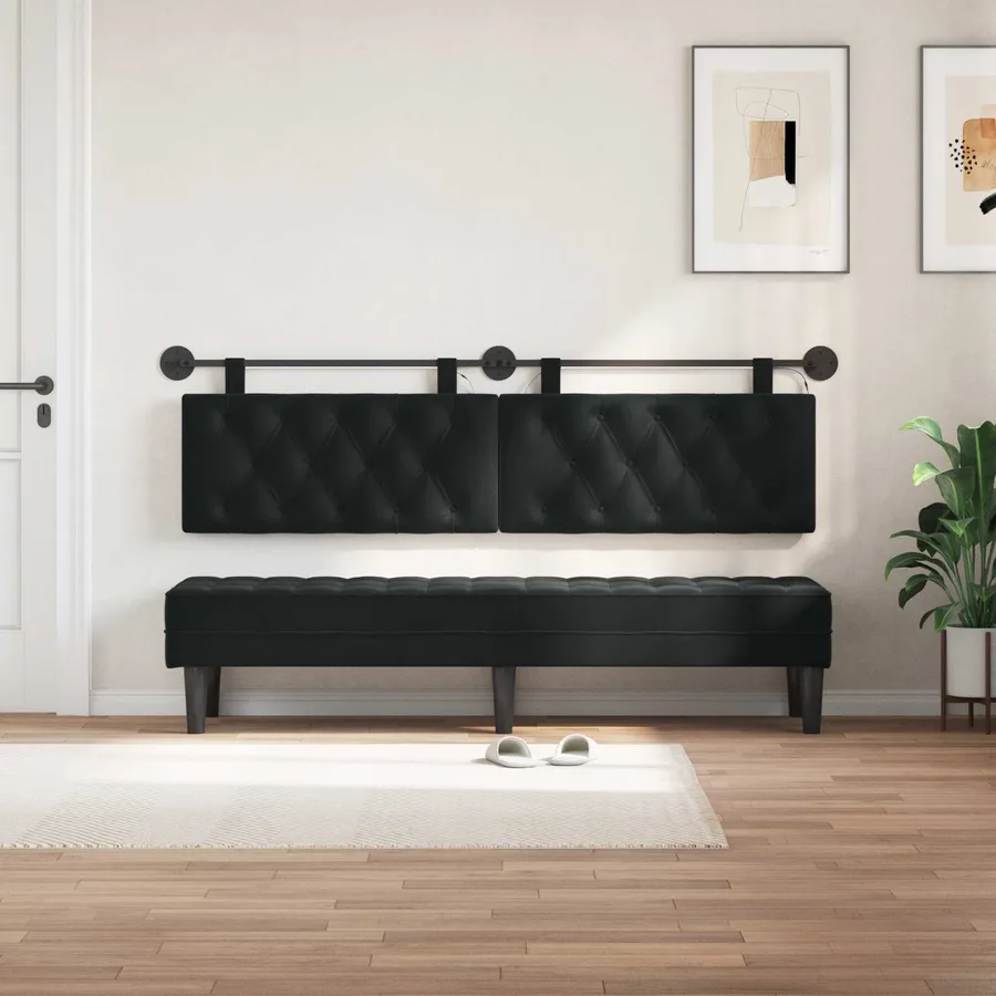 Tête de lit suspendue Avec lumière LED Noir Velours - 3