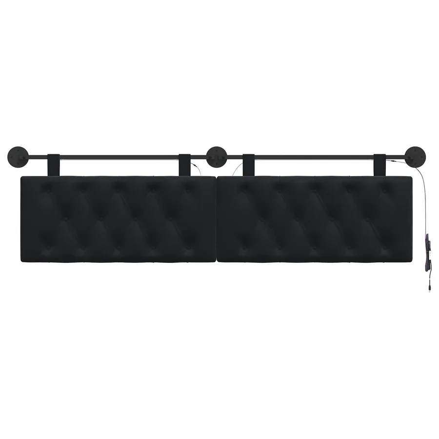 Tête de lit suspendue Avec lumière LED Noir Velours - 6