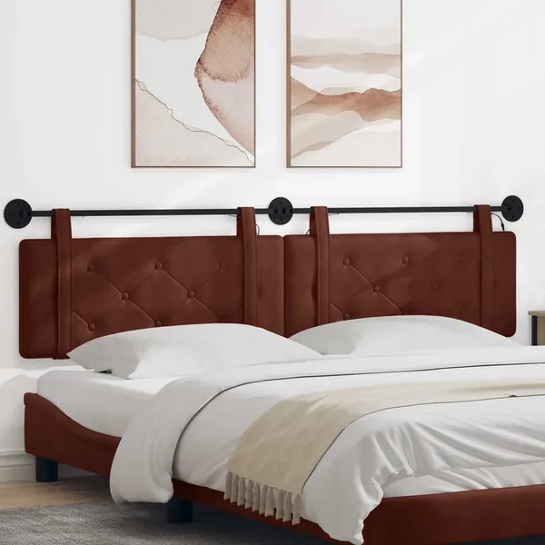 Tête de lit suspendue Avec lumière LED Brun Brillant PU antique