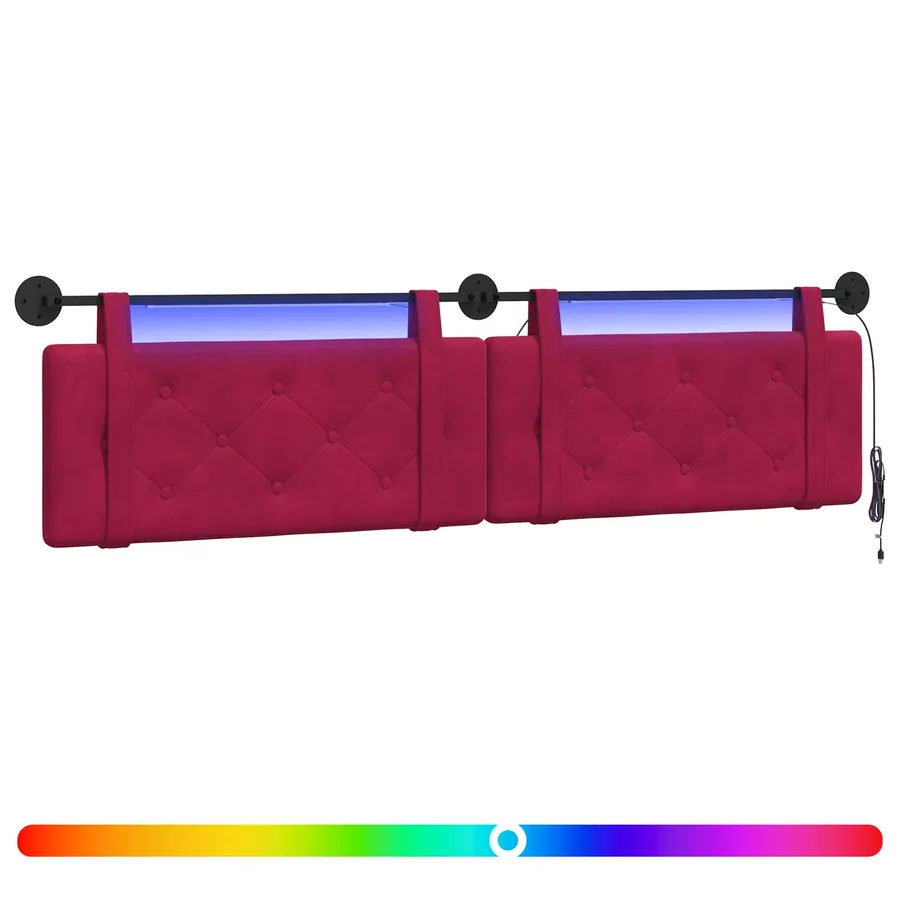 Tête de lit suspendue Avec lumière LED Bordeaux Velours - 2