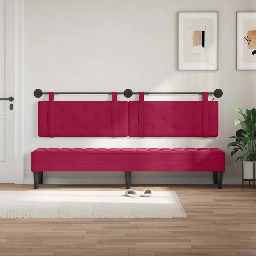 Tête de lit suspendue Avec lumière LED Bordeaux Velours - 3