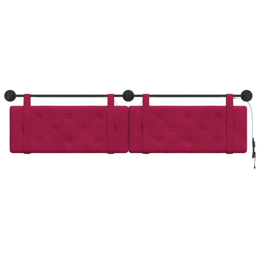 Tête de lit suspendue Avec lumière LED Bordeaux Velours - 6