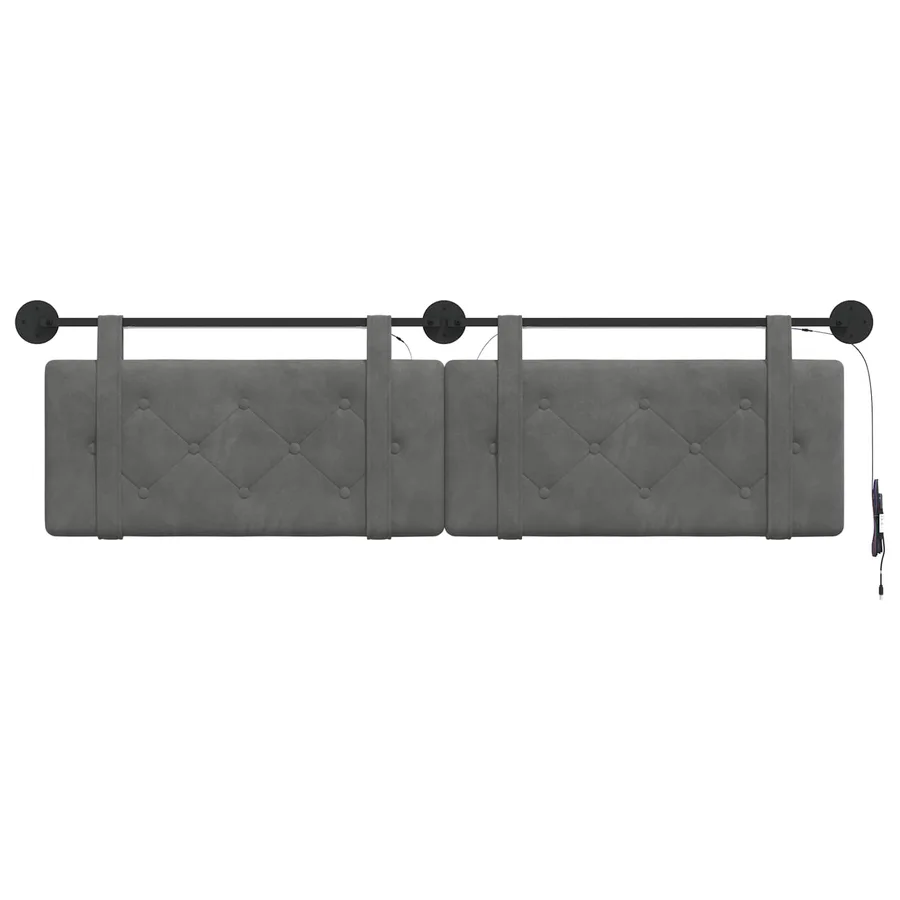Tête de lit suspendue Avec lumière LED Gris foncé Velours - 6