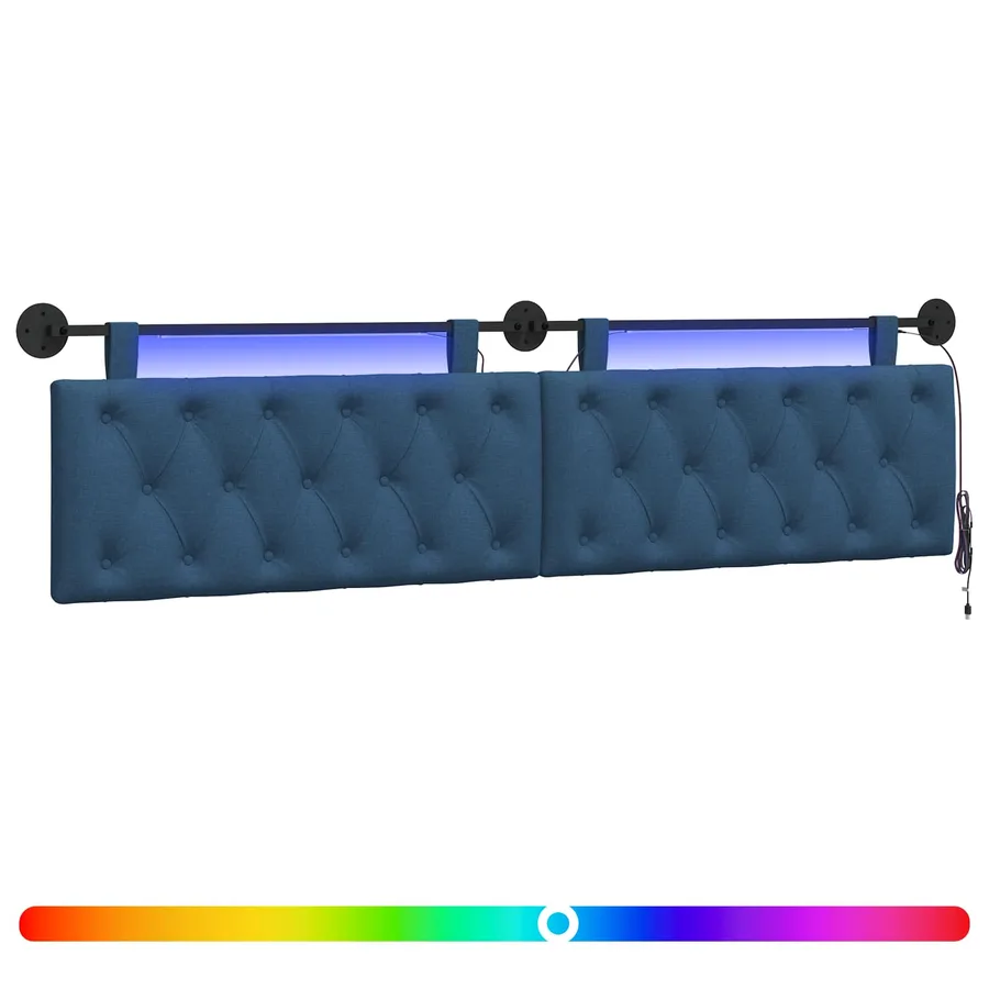 Tête de lit suspendue Avec lumière LED Bleu Tissu - 2