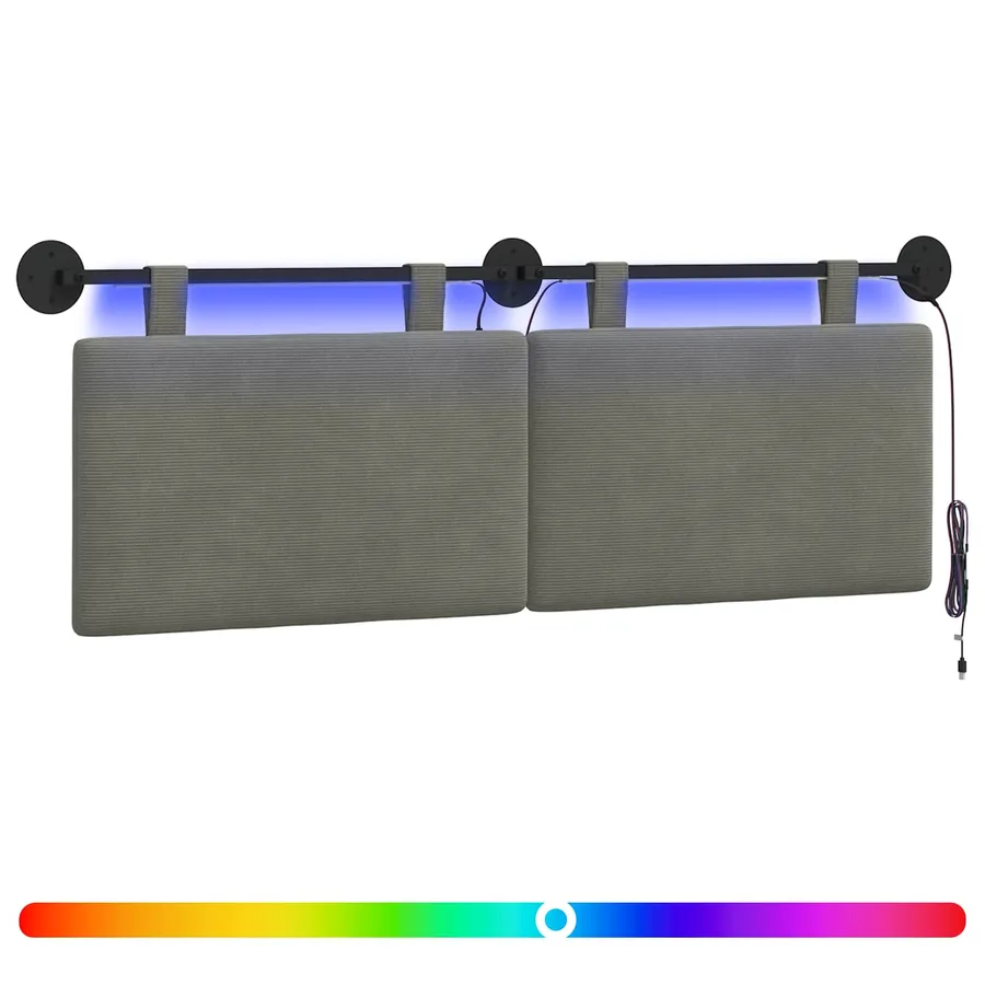 Tête de lit suspendue Gris clair Tissu en velours côtelé - 2