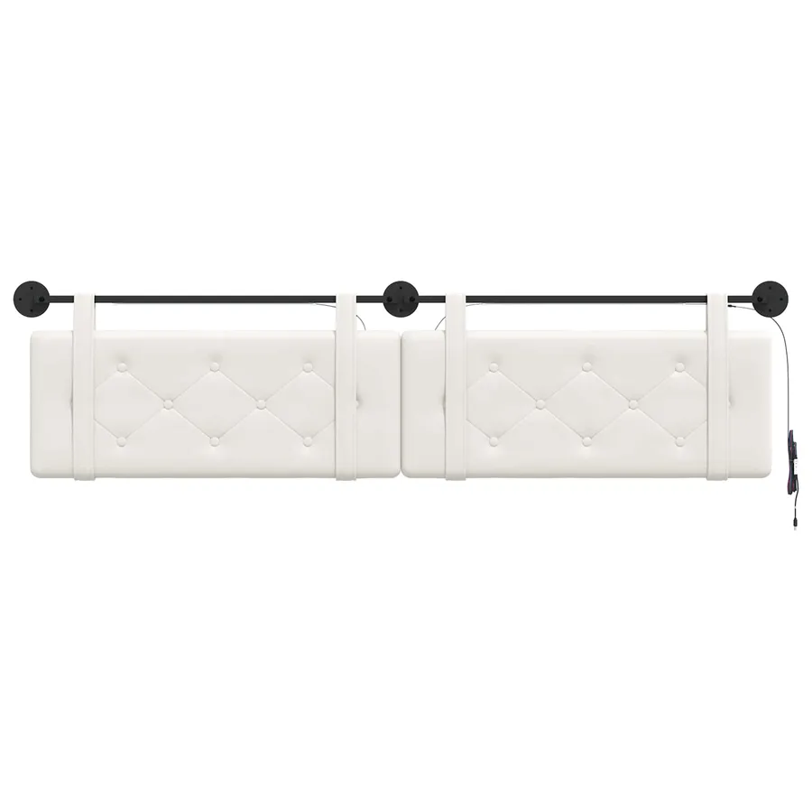 Tête de lit suspendue Avec lumière LED Blanc Simili cuir - 6