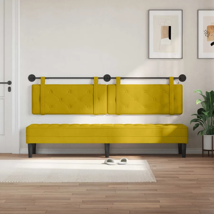 Tête de lit suspendue Avec lumière LED Jaune Velours - 3