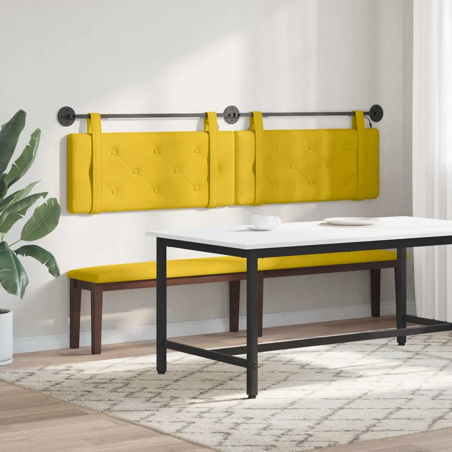 Tête de lit suspendue Avec lumière LED Jaune Velours - 4