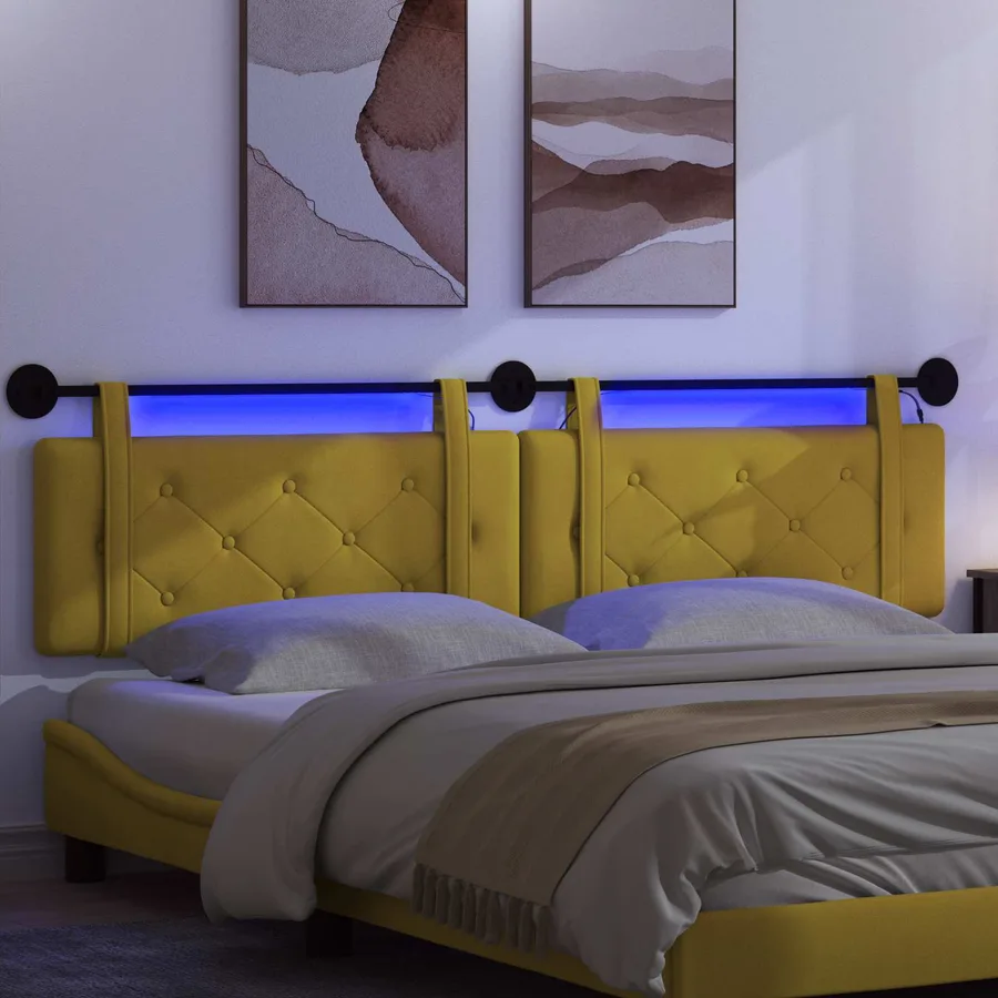 Tête de lit suspendue Avec lumière LED Jaune Velours - 5