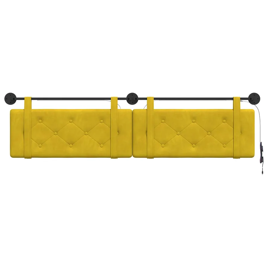 Tête de lit suspendue Avec lumière LED Jaune Velours - 6