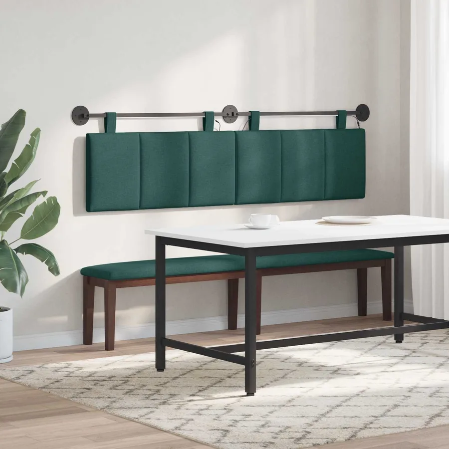 Tête de lit suspendue Avec lumière LED Vert foncé Tissu - 4