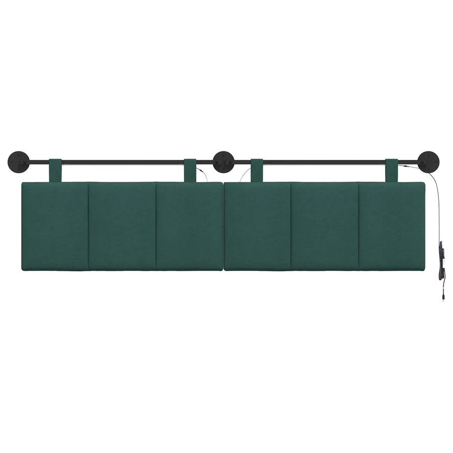Tête de lit suspendue Avec lumière LED Vert foncé Tissu - 6
