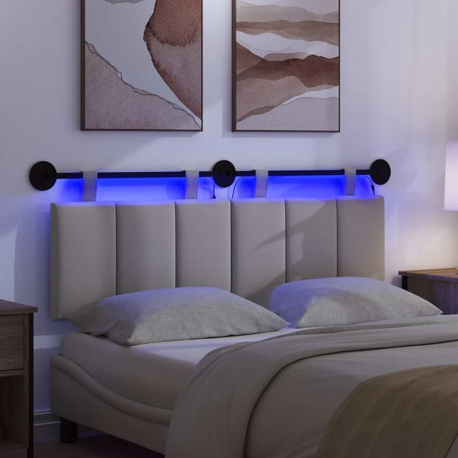Tête de lit suspendue Avec lumière LED Gris nuage Tissu - 5