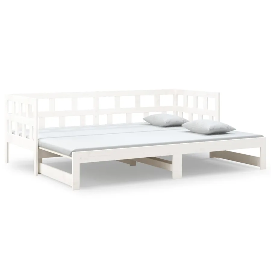 Lit coulissant sans matelas blanc 2x(80x200)cm - 2