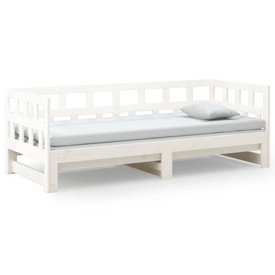 Lit coulissant sans matelas blanc 2x(80x200)cm - 6