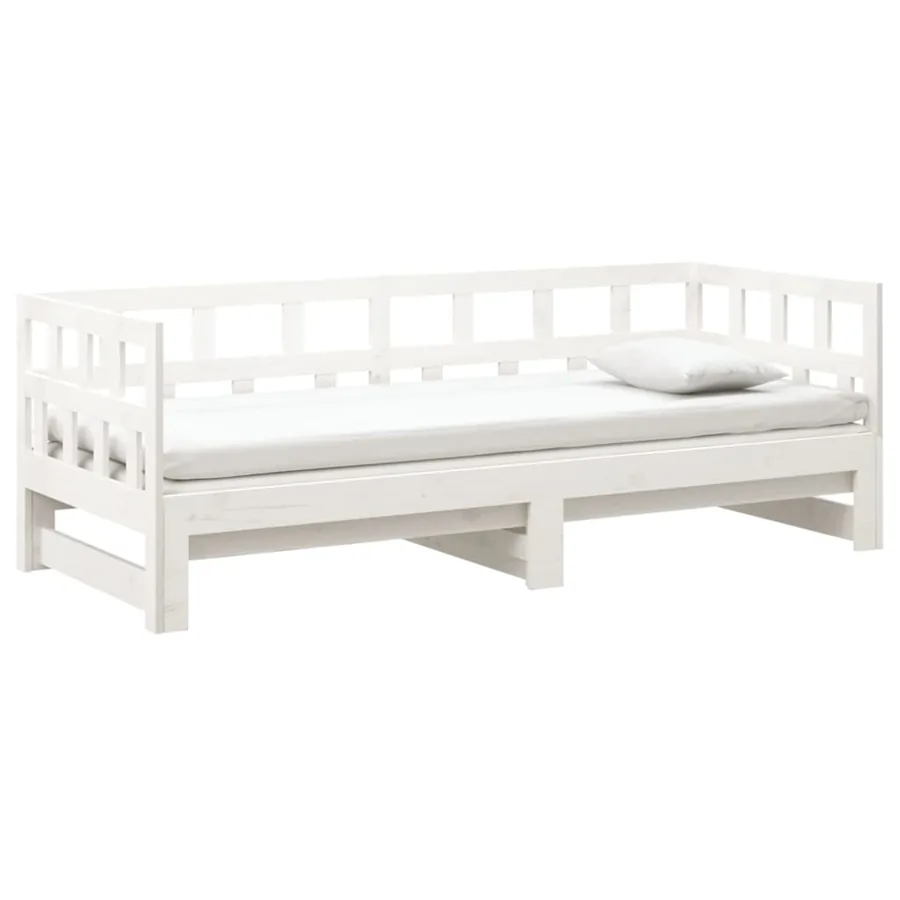 Lit coulissant sans matelas blanc 2x(80x200)cm - 7
