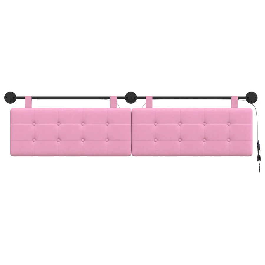 Tête de lit suspendue Avec lumière LED Rose Tissu - 6