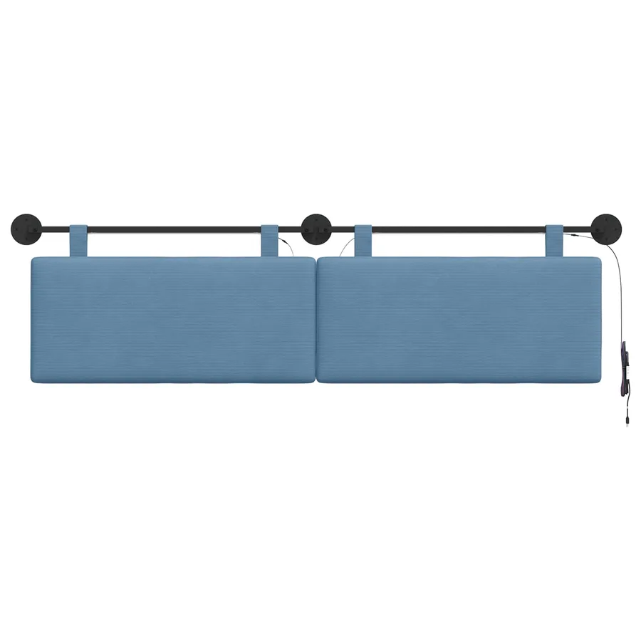 Tête de lit suspendue Bleu Tissu en velours côtelé - 6