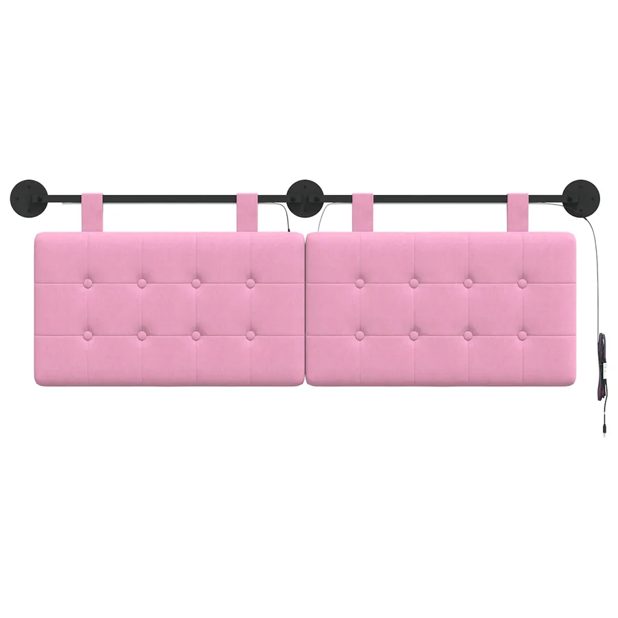 Tête de lit suspendue Avec lumière LED Rose Tissu - 6