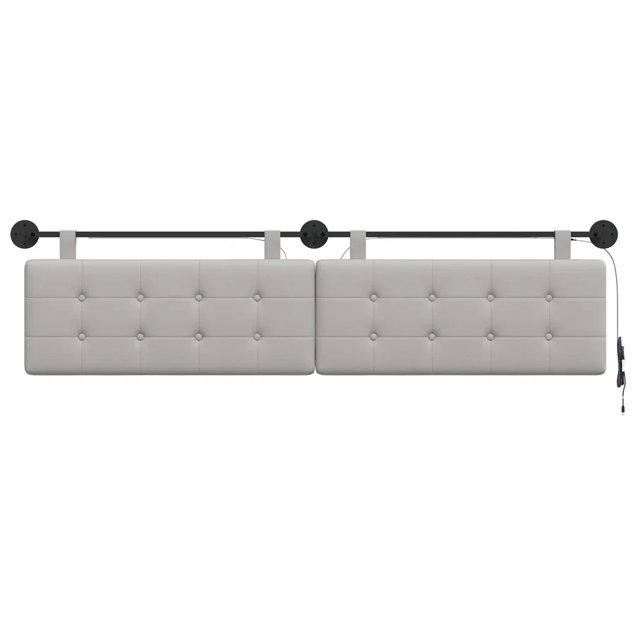 Tête de lit suspendue Gris nuage Tissu - 6
