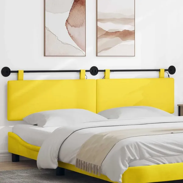 Tête de lit suspendue Jaune clair Tissu en velours côtelé