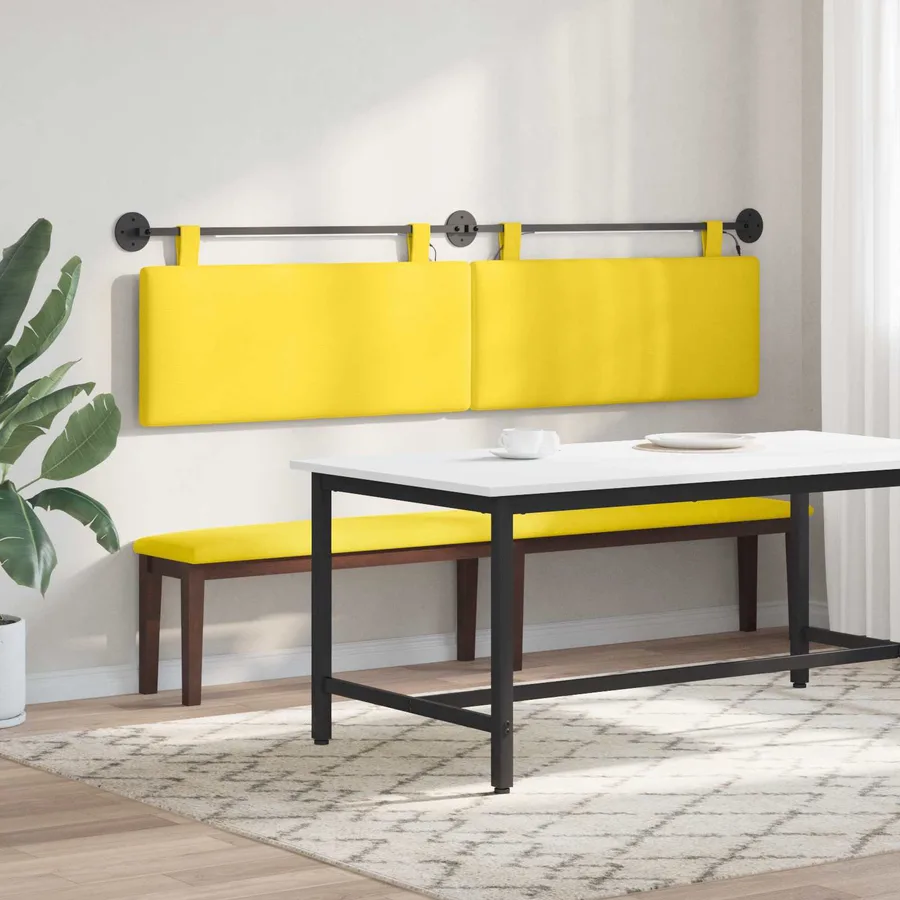 Tête de lit suspendue Jaune clair Tissu en velours côtelé - 4