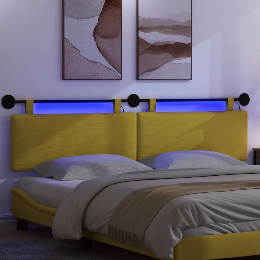 Tête de lit suspendue Jaune clair Tissu en velours côtelé - 5