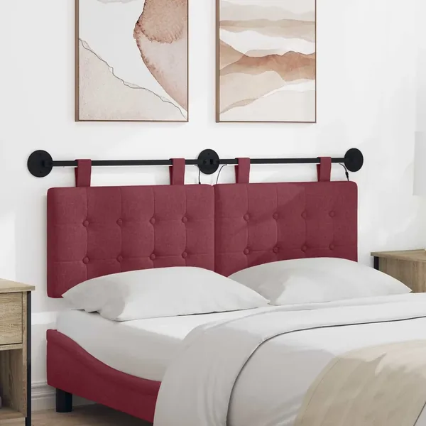 Tête de lit suspendue Avec lumière LED Bordeaux Tissu